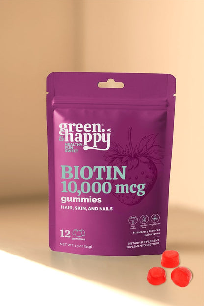 Dispensador de gomitas Green &amp; Happy Biotin 10.000 mcg x10 