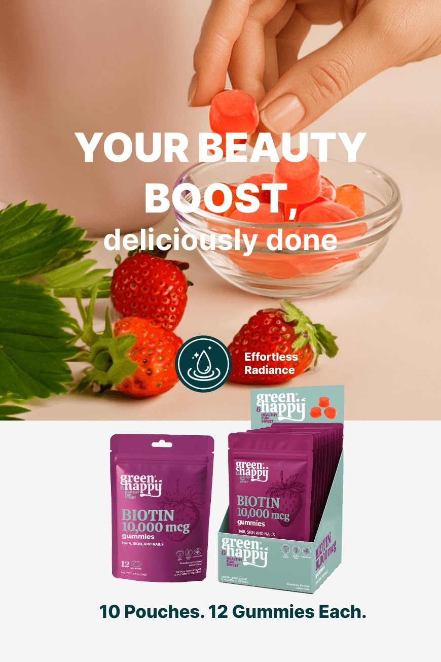 Dispensador de gomitas Green &amp; Happy Biotin 10.000 mcg x10 