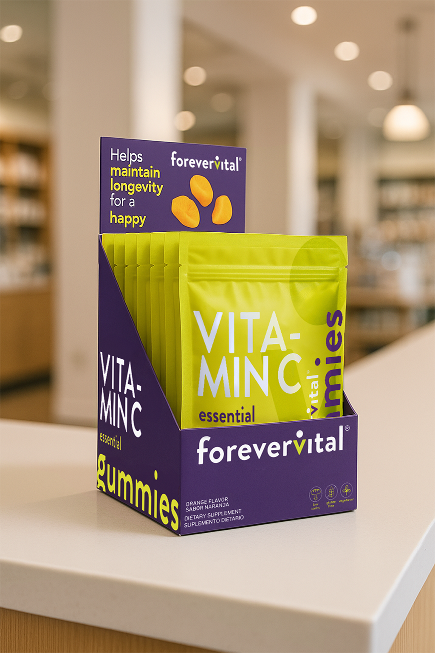 Dispensador de gomitas de vitamina C Forevervital x10 