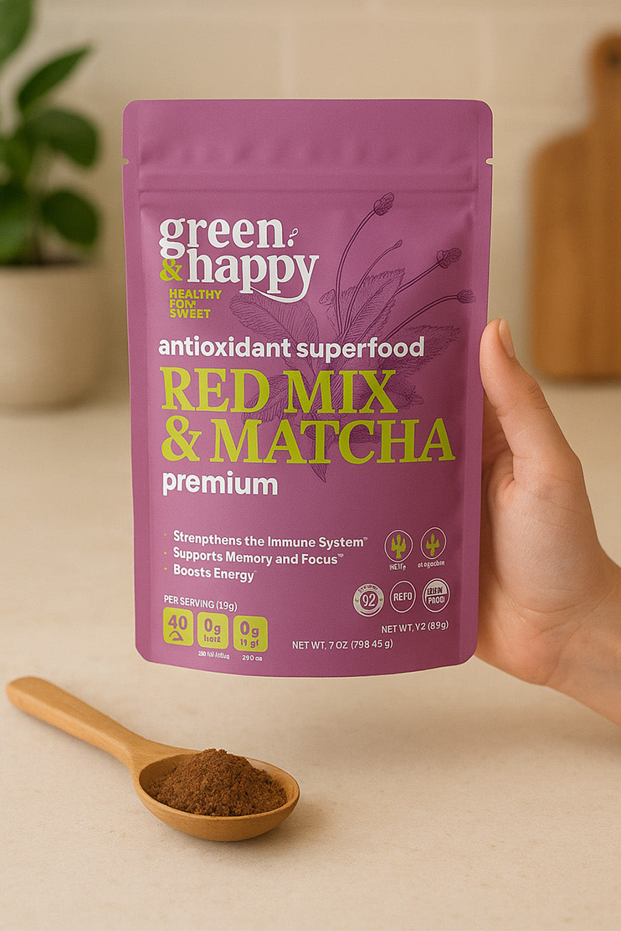 Mezcla roja verde y feliz y matcha premium 