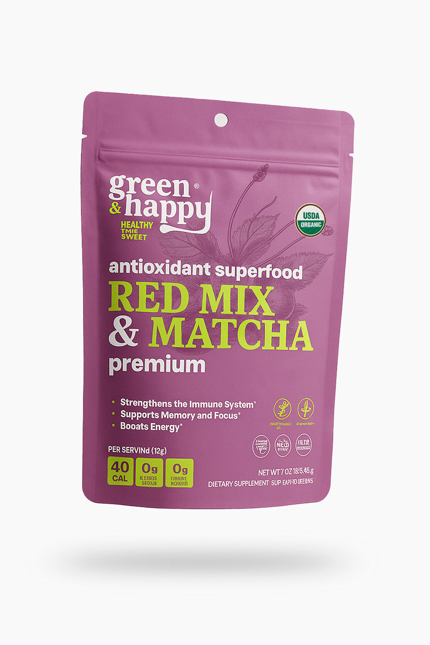 Mezcla roja verde y feliz y matcha premium 