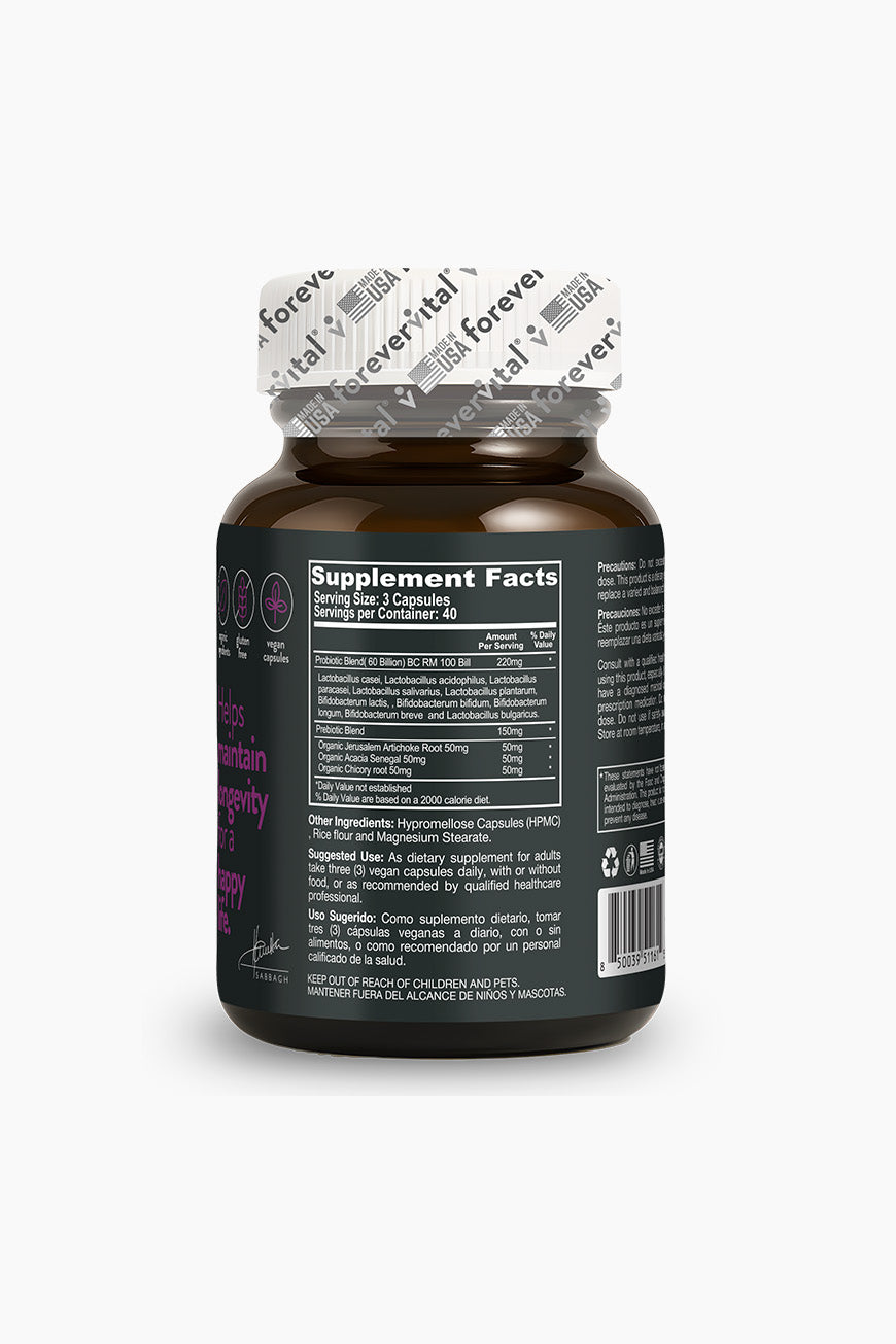 Probióticos y prebióticos Forevervital 60 mil millones 