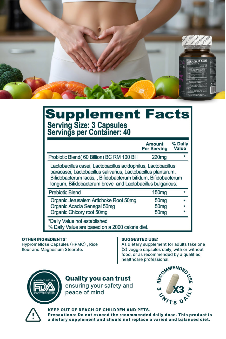 Probióticos y prebióticos Forevervital 60 mil millones 