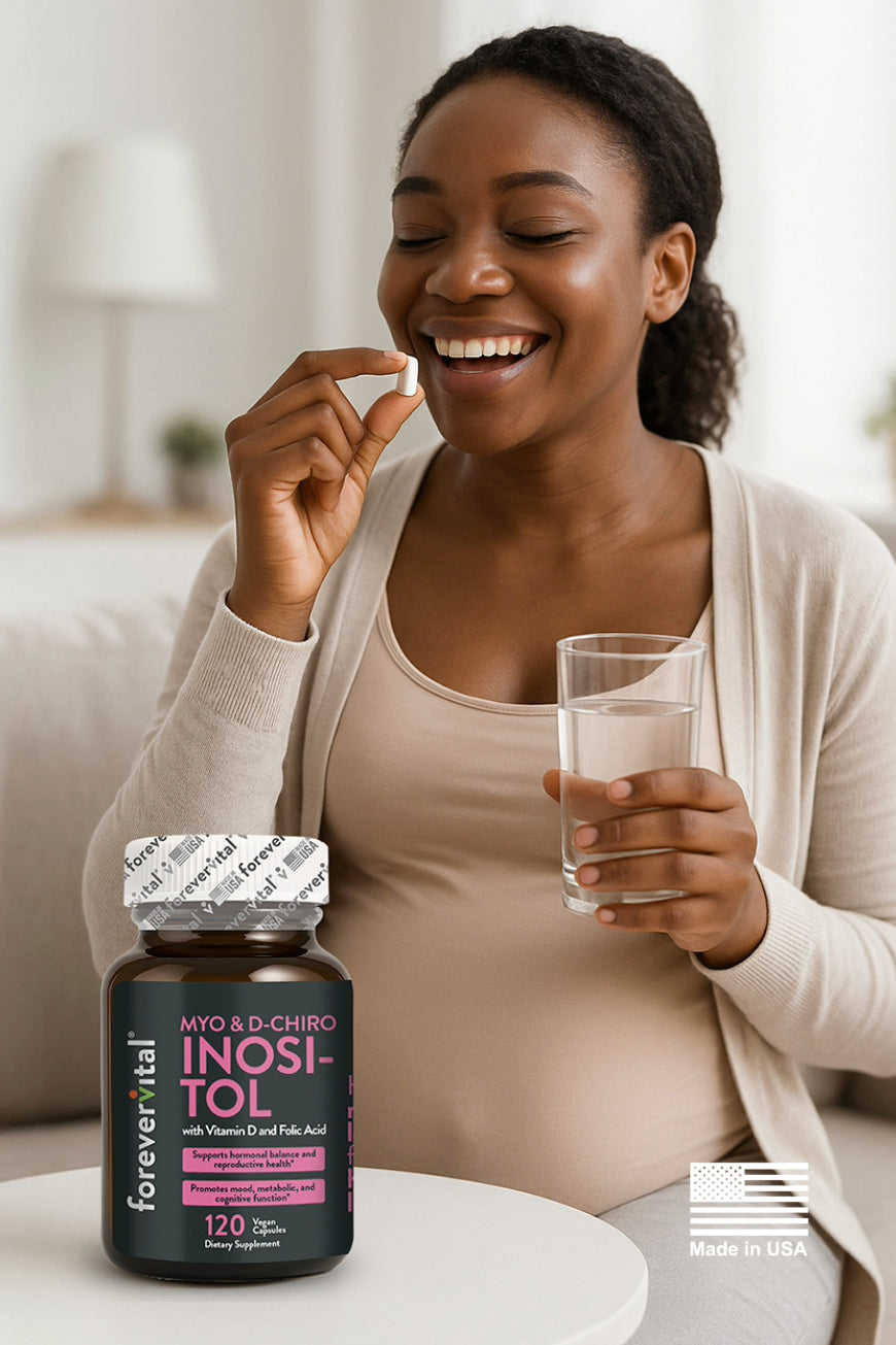 Forevervital Myo &amp; D-Chiro Inositol con vitamina D y ácido fólico 