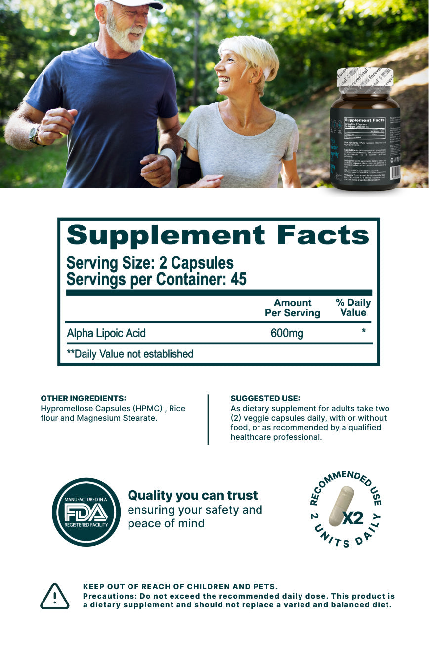 Ácido alfa lipoico Forevervital 600 mg 