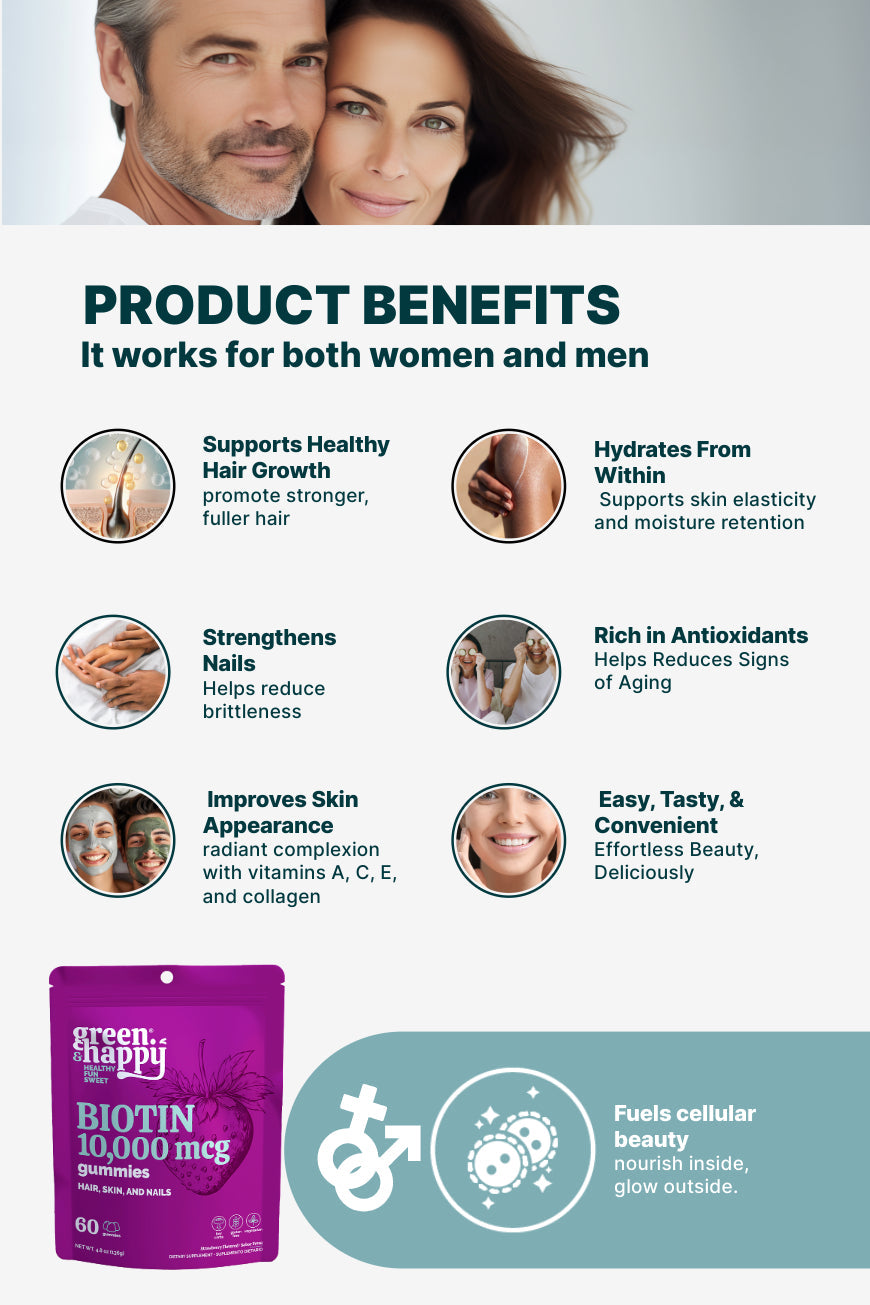 Gomitas de biotina Green &amp; Happy de 10 000 mcg 