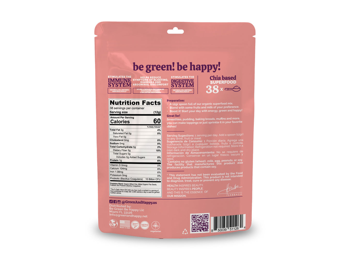 Probiótico y chía Green &amp; Happy 