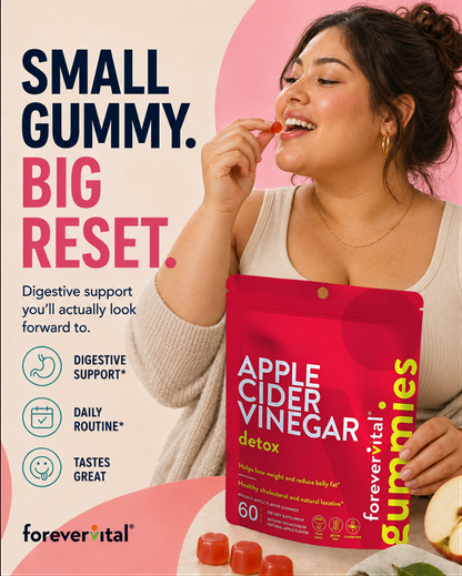 Dispensador de 10 gomitas de vinagre de sidra de manzana Forevervital 