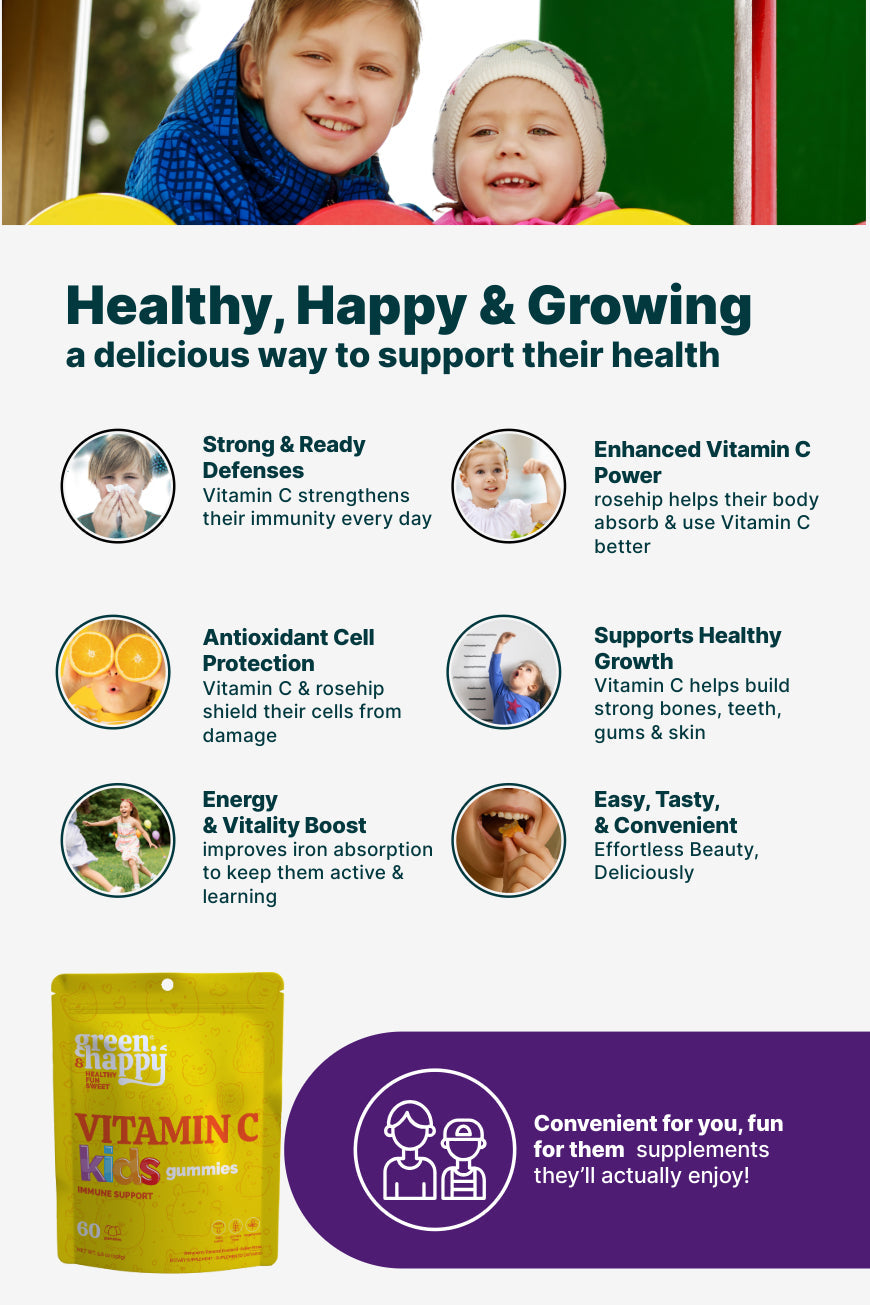 Gomitas de vitamina C y zinc Green &amp; Happy Kids 