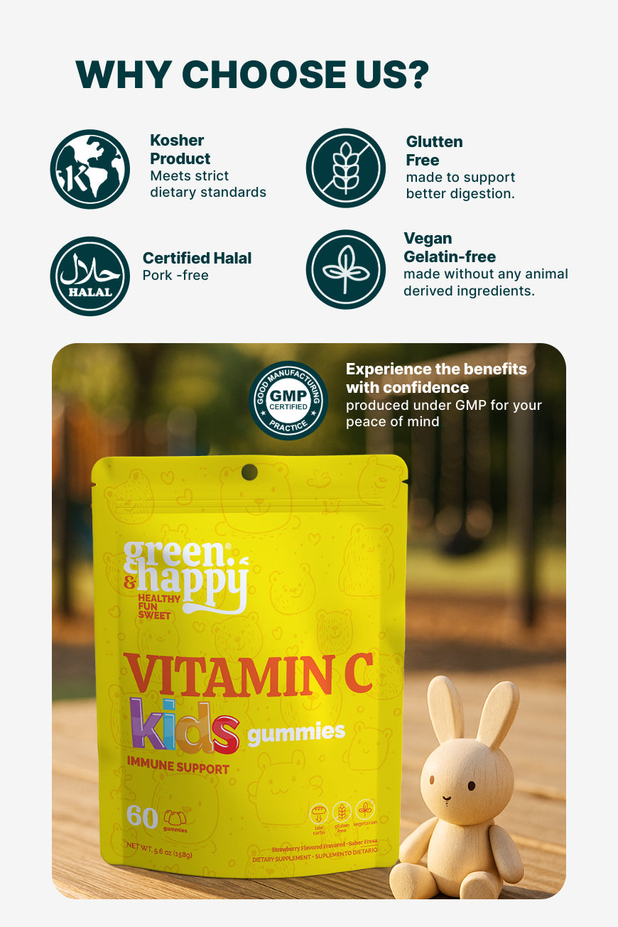Gomitas de vitamina C y zinc Green &amp; Happy Kids 