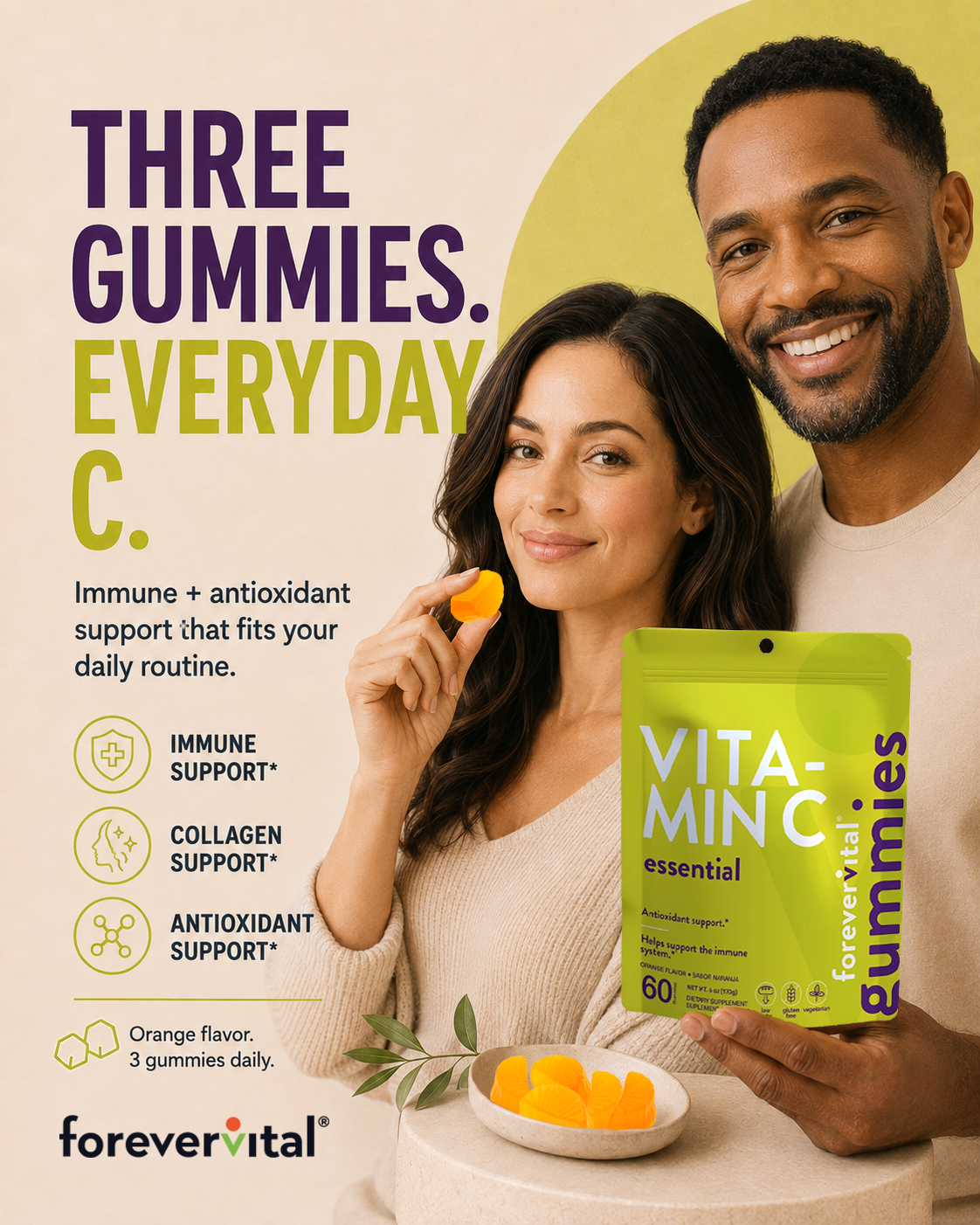 Dispensador de gomitas de vitamina C Forevervital x10 