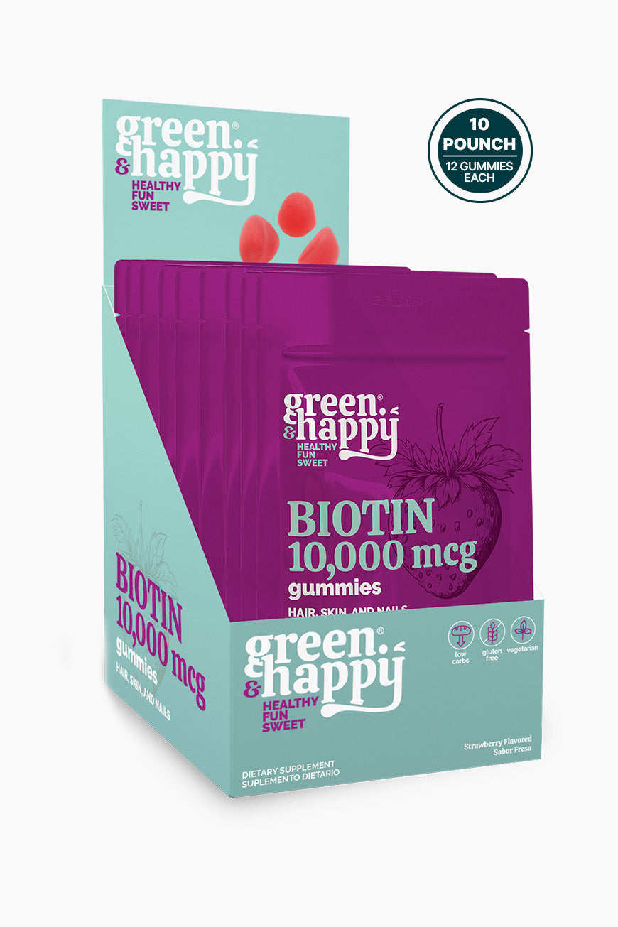 Dispensador de gomitas Green &amp; Happy Biotin 10.000 mcg x10 